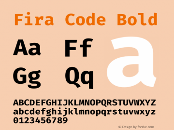 Fira Code Bold Version 1.200 Font Sample