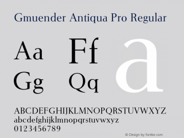 Gmuender Antiqua Pro Regular Version 1.0 Font Sample