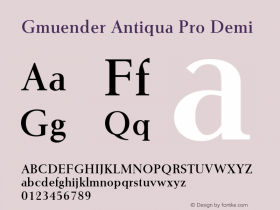 Gmuender Antiqua Pro Demi Version 1.0 Font Sample