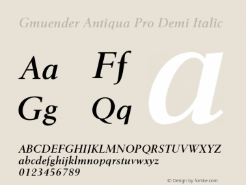 Gmuender Antiqua Pro Demi Italic Version 1.0图片样张