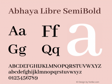 Abhaya Libre SemiBold Version 1.040 ; ttfautohint (v1.5) Font Sample