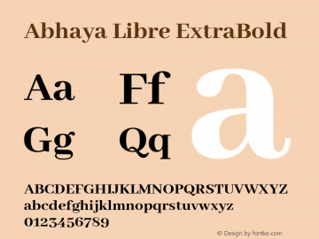 Abhaya Libre ExtraBold Version 1.040 ; ttfautohint (v1.5) Font Sample