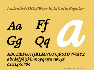 AndralisNDOsFW00-BoldItalic Regular Version 1.11 Font Sample