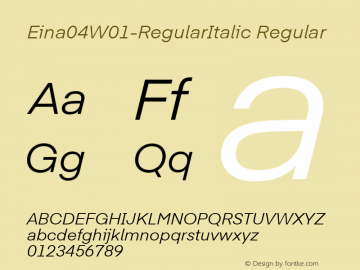 Eina04W01-RegularItalic Regular Version 1.00 Font Sample