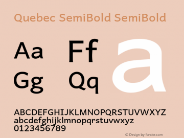 Quebec SemiBold SemiBold Version 5.500 Font Sample
