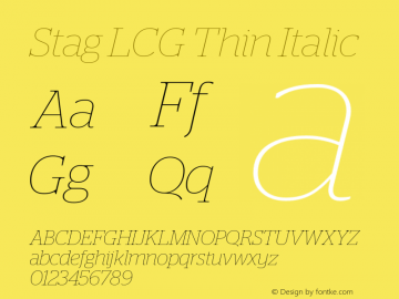 Stag LCG Thin Italic Version 2.100; 2015 Latin, Greek, and Cyrillic图片样张