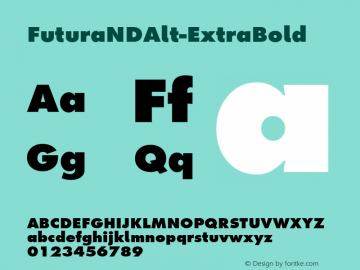 FuturaNDAlt-ExtraBold ☞ Version 2.00;com.myfonts.easy.neufville.futura-nd-alternate.futura-nd-alt-extrabold.wfkit2.version.4uwV图片样张