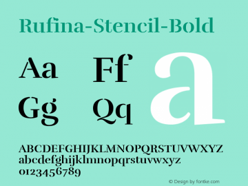 Rufina-Stencil-Bold ☞ Version 1.001;com.myfonts.easy.tipotype.rufina-stencil.bold.wfkit2.version.4BCz Font Sample