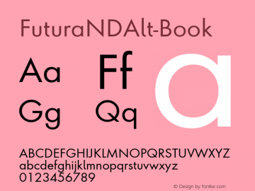FuturaNDAlt-Book ☞ Version 2.00;com.myfonts.easy.neufville.futura-nd-alternate.futura-nd-alt-book.wfkit2.version.4uwN Font Sample