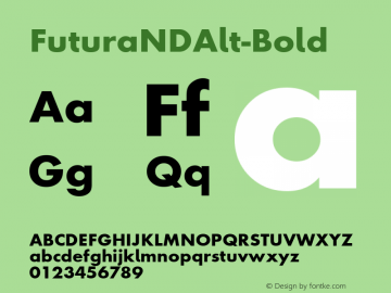 FuturaNDAlt-Bold ☞ Version 2.00;com.myfonts.easy.neufville.futura-nd-alternate.futura-nd-alt-bold.wfkit2.version.4uwM Font Sample
