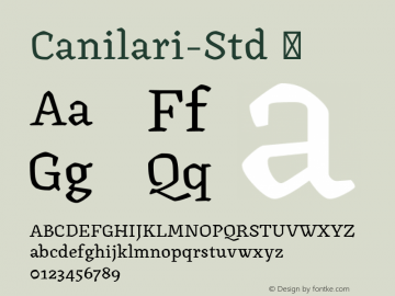 Canilari-Std ☞ Version 2.001;PS 002.001;hotconv 1.0.88;makeotf.lib2.5.64775;com.myfonts.easy.latinotype.canilari.std-regular.wfkit2.version.4BWA图片样张