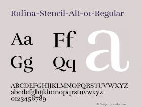 Rufina-Stencil-Alt-01-Regular ☞ Version 1.001;com.myfonts.easy.tipotype.rufina-stencil.alt-01-regular.wfkit2.version.4BCu图片样张