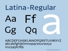 Latina-Regular ☞ Version 0.022;PS 000.022;hotconv 1.0.88;makeotf.lib2.5.64775;com.myfonts.easy.latinotype.latina.regular.wfkit2.version.4BKc图片样张