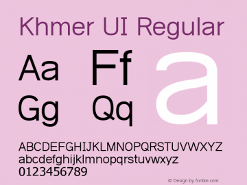 Khmer UI Regular Version 5.05 Font Sample