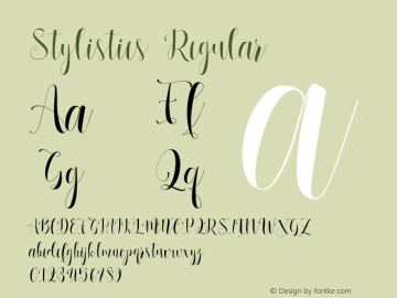 Stylistics Regular Version 2.000 Font Sample