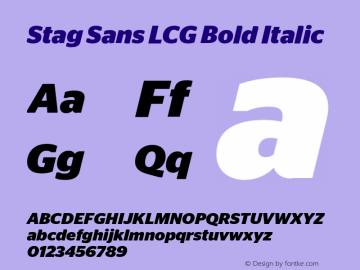 Stag Sans LCG Bold Italic Version 1.200; 2016 Latin, Cyrillic and Greek Font Sample
