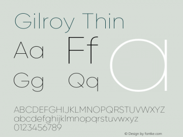 Gilroy Thin Version 1.000 Font Sample