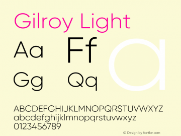 Gilroy Light Version 1.000 Font Sample
