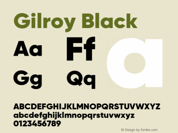 Gilroy Black Version 1.000 Font Sample