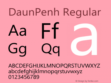 DaunPenh Regular Version 5.05 Font Sample