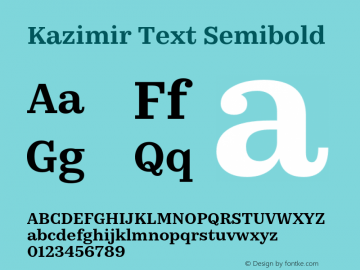 Kazimir Text Semibold Version 1.288; 2016图片样张