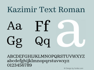 Kazimir Text Roman Version 1.288; 2016图片样张
