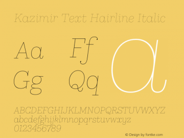 Kazimir Text Hairline Italic Version 1.288; 2016图片样张