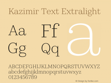 Kazimir Text Extralight Version 1.288; 2016图片样张