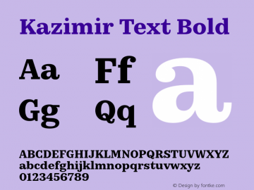 Kazimir Text Bold Version 1.288; 2016图片样张