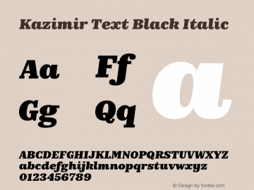 Kazimir Text Black Italic Version 1.288; 2016图片样张
