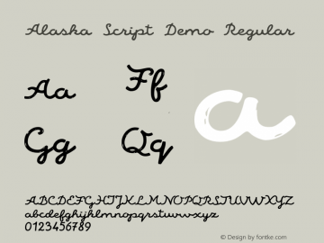 Alaska Script Demo Regular Version 1.000 2016 initial release Font Sample