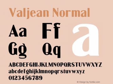 Valjean Normal Version 1.000 Font Sample