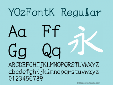 YOzFontK Regular Version 7.00 Font Sample