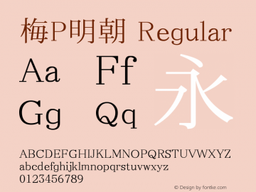 梅P明朝 Regular Look update time of this file. Font Sample