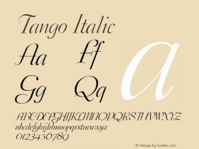 Tango Italic 1.0 Wed Jul 28 19:04:06 1993 Font Sample