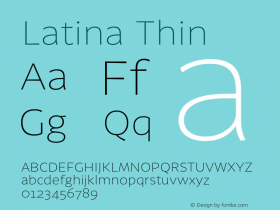 Latina Thin Version 1.022 Font Sample