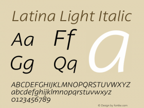 Latina Light Italic Version 1.022 Font Sample