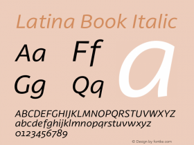 Latina Book Italic Version 1.022 Font Sample