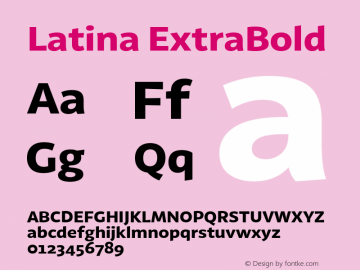 Latina ExtraBold Version 1.022 Font Sample