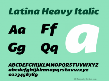 Latina Heavy Italic Version 1.022 Font Sample