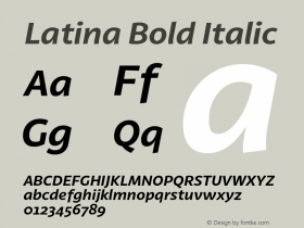 Latina Bold Italic Version 1.022 Font Sample