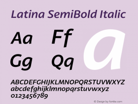 Latina SemiBold Italic Version 1.022 Font Sample
