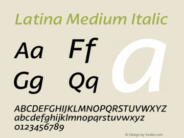 Latina Medium Italic Version 1.022 Font Sample