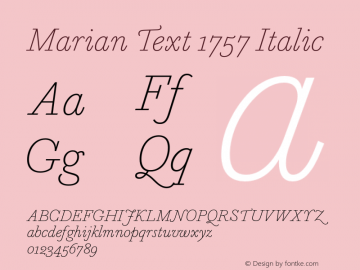 Marian Text 1757 Italic Version 1.1 2014图片样张