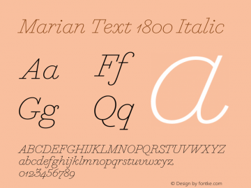 Marian Text 1800 Italic Version 1.1 2014图片样张