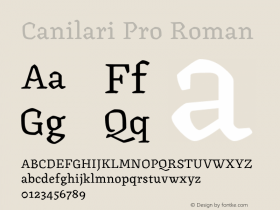 Canilari Pro Roman Version 2.100; 2016 Font Sample