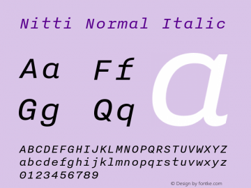 Nitti Normal Italic Version 4.000; 2016图片样张