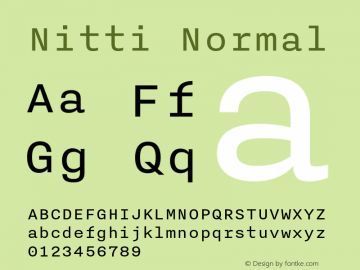 Nitti Normal Version 4.000; 2016 Font Sample