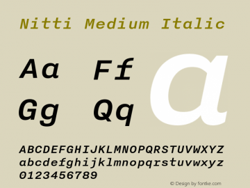 Nitti Medium Italic Version 4.000; 2016 Font Sample