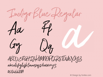 Indigo Blue Regular Unknown Font Sample